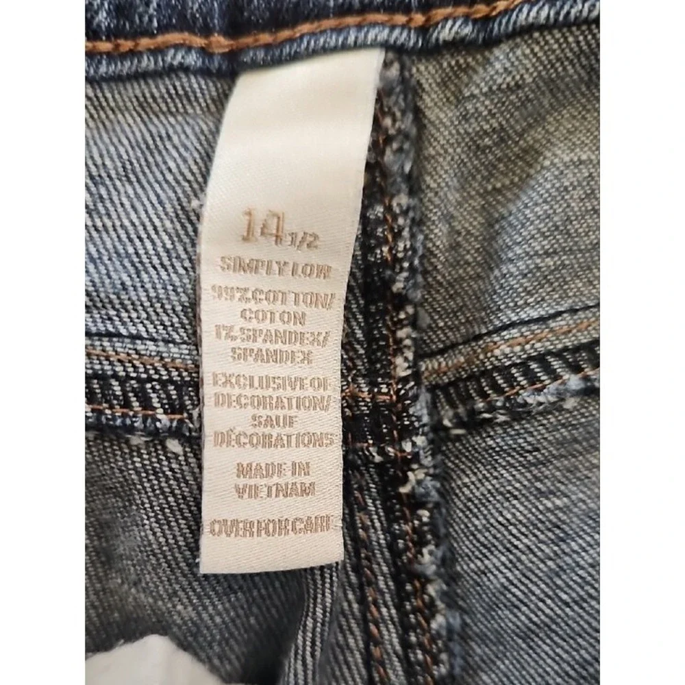 Justice Girls Distressed Denim Shorts Bundle Size 14.5 Blue Jean 2 Pairs Summer